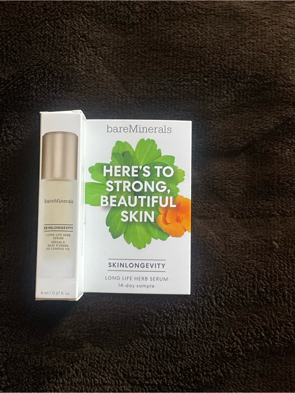 bareMinerals Skinlongevity Serum Sample - White with Green & Orange Accents